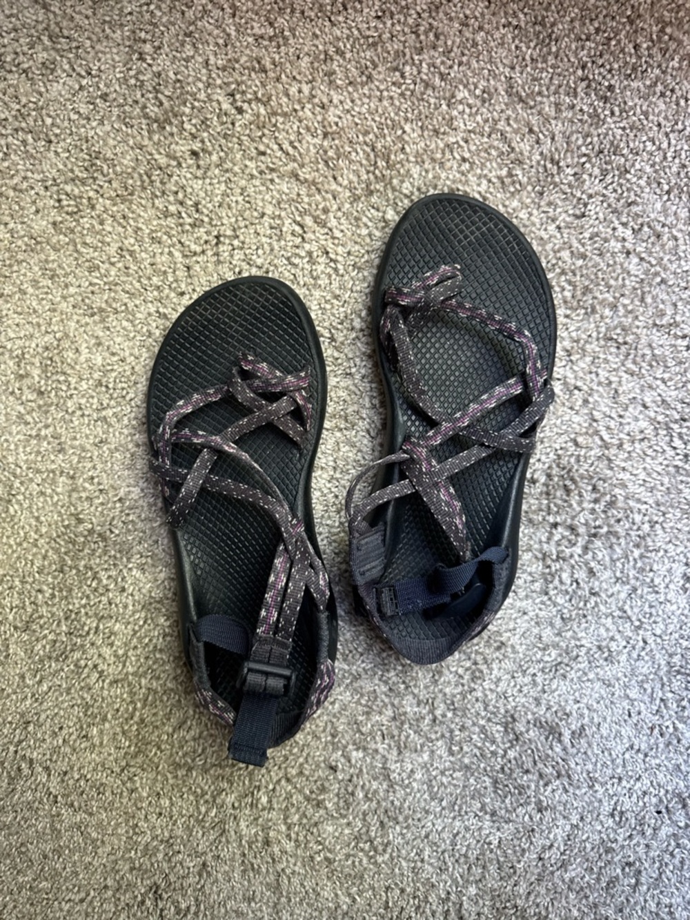 Women's Dark Navy Chaco Sport Sandals with Purple-Accent Straps
